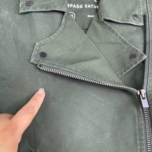 Kate Spade Saturday Moto Military Army Green Full Zip Vest Size XS - Picture 2 of 10